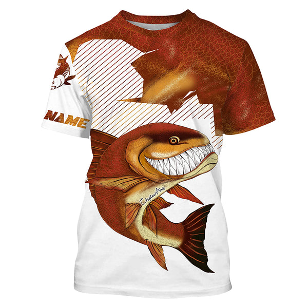 Angry Redfish Custom Long Sleeve Performance Fishing Shirts, Redfish Tournament Fishing Shirts IPHW3732