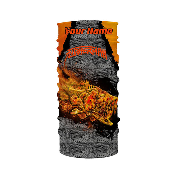 Fire Bass skull fishing jerseys custom name sun protection long sleeve Bass fishing shirts NQS4610