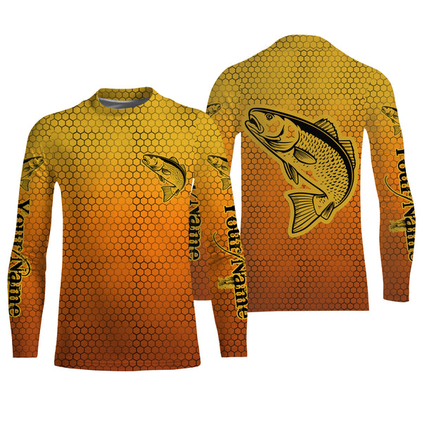 Redfish Puppy Drum Custom Long Sleeve performance Fishing Shirts, Redfish Fishing jerseys  IPHW3024