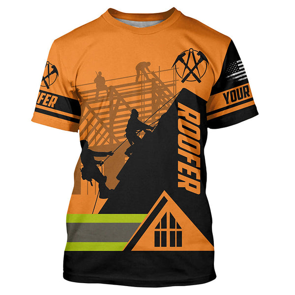 Roofing custom Name UV Protection orange Shirts for Roofer Contractors, Roofing Expert FSD4058