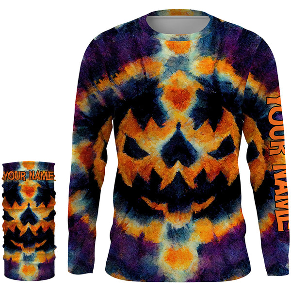 Retro Tie Dye Halloween Shirts Customize Name Pumpkin 3D All Over Printed Mens Womens Tie Dye Shirts FSD3416