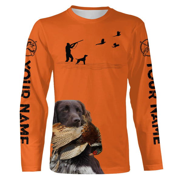 Small Munsterlander Dog Pheasant Hunting Custom name Orange Shirts for Upland hunters FSD3957