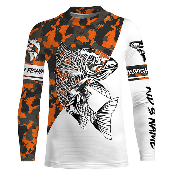 Custom Name Long Sleeve Redfish Fishing camo shirt, hoodie TTS0648