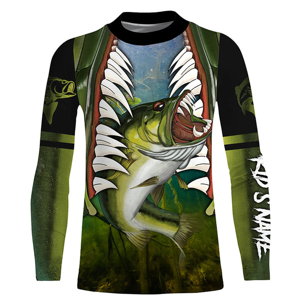 Customized Largemouth Bass fishing shirts, long sleeve performance fishing shirts TTS0672