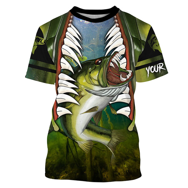 Customized Largemouth Bass fishing shirts, long sleeve performance fishing shirts TTS0672