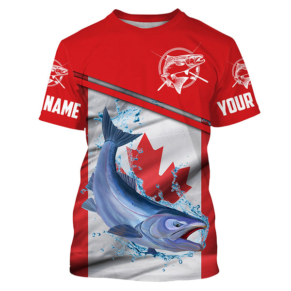 Chinook Salmon Fishing Canada Flag Custom Name All Over Printed UV Protection Shirts TTS0677