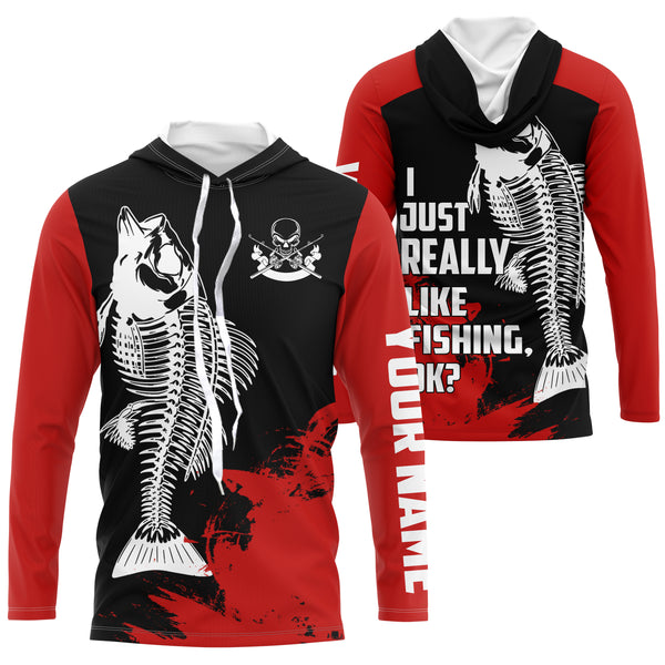 Fish Skeleton Long Sleeve Fishing Shirt for Men, Fish Reaper Performance Clothing TTS0141