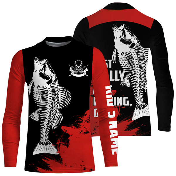 Fish Skeleton Long Sleeve Fishing Shirt for Men, Fish Reaper Performance Clothing TTS0141