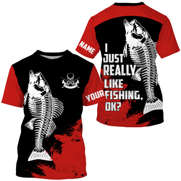 Fish Skeleton Long Sleeve Fishing Shirt for Men, Fish Reaper Performance Clothing TTS0141