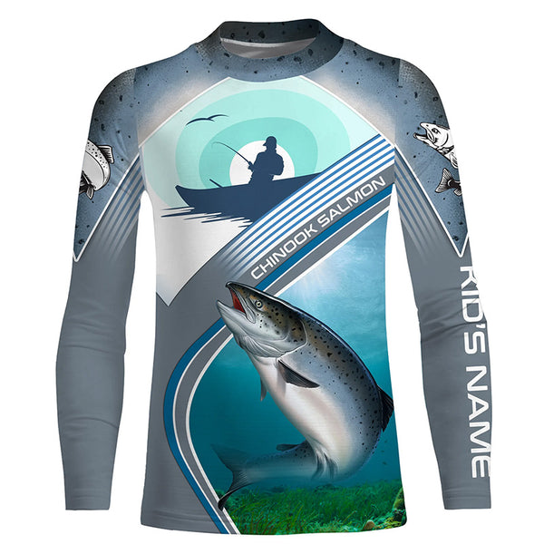 Chinook Salmon Fishing Custom Name Sun Protection Long Sleeve Fishing Shirts TTS0562