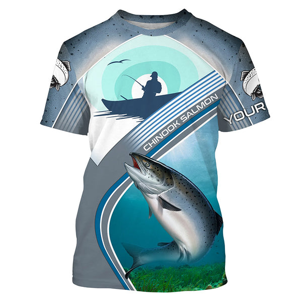 Chinook Salmon Fishing Custom Name Sun Protection Long Sleeve Fishing Shirts TTS0562