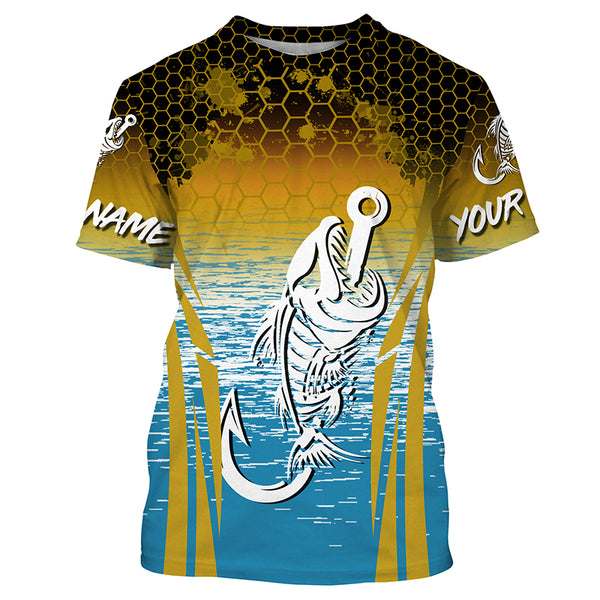 Fish hook skull Long Sleeve tournament Fishing jerseys Shirts UPF 30+ for Fisherman TTS0172