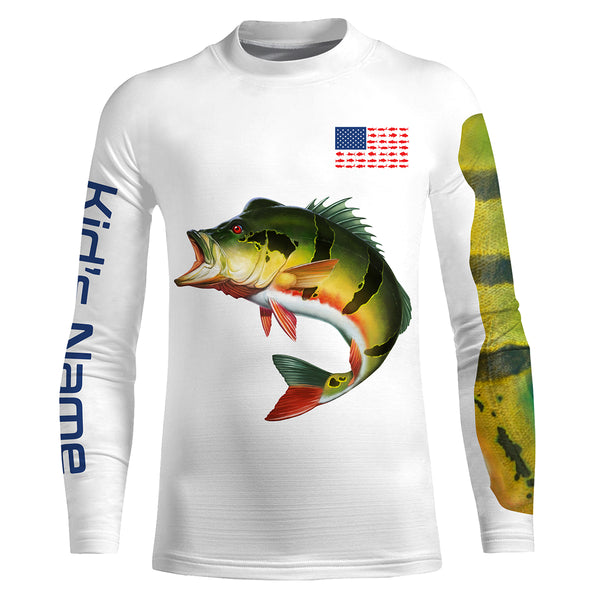 Peacock Bass Fishing Custom Name performance long sleeve fishing shirt uv protection TTS0011
