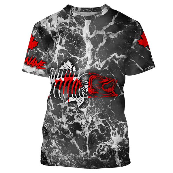 Canada flag Walleye fishing skull fish Customize name Fishing Jerseys Sun protection UPF 30+ TTS0362