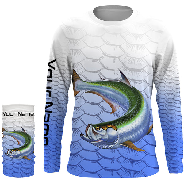 Tarpon Fishing Shirt for Men Long Sleeve Sun Protection UV UPF 30+ T-Shirts TTS0038