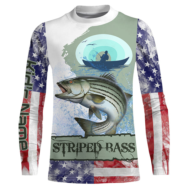 Striped Bass Fishing American flag performance fishing shirt UV protection fishing shirts TTS0195