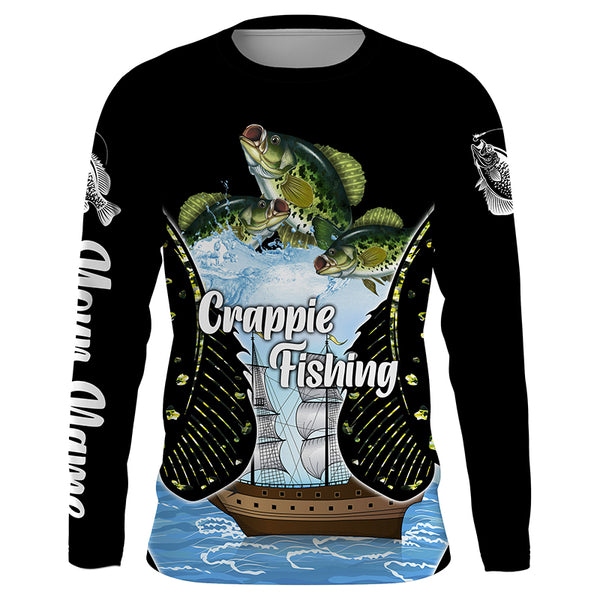Crappie Fishing Custom Long Sleeve performance Fishing Shirts, Crappie Fishing apparel TTS0214