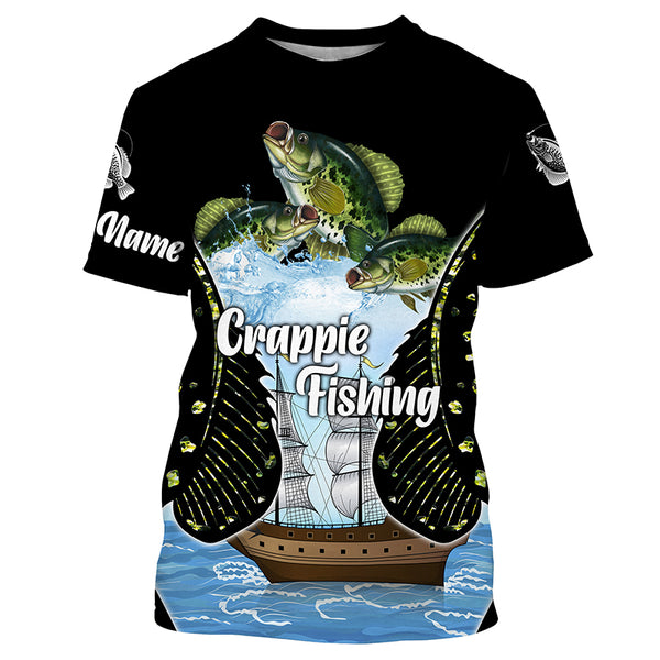 Crappie Fishing Custom Long Sleeve performance Fishing Shirts, Crappie Fishing apparel TTS0214