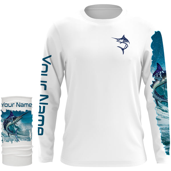 Marlin Fishing Shirt for Men Long Sleeve Sun Protection UV UPF 30+ T-Shirts TTS0061