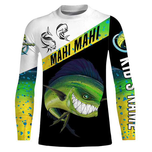 Angry Mahi Mahi Long Sleeve Fishing Shirt for Men, UPF Performance Clothing TTS0727