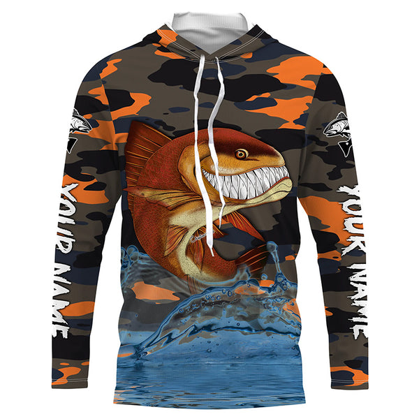 Redfish fishing camo Saltwater Custom Long Sleeve Performance Shirt, Hoodie TTS0614