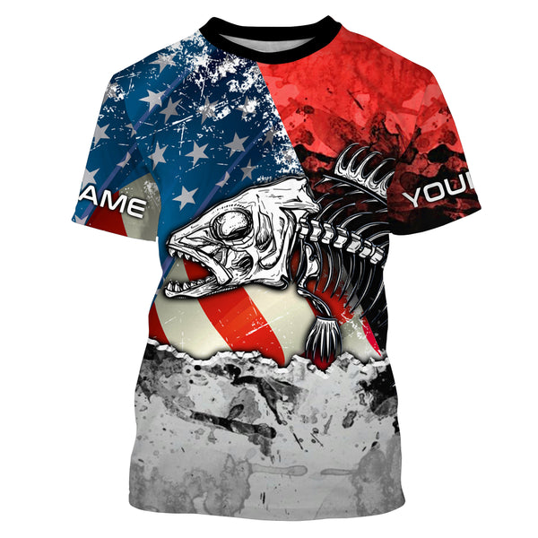 Fish Skeleton Custom name Long Sleeve tournament Fishing jerseys Shirts UPF 30+ for Fisherman TTS0133