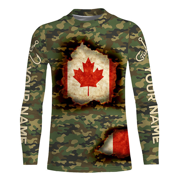 Canadian Flag Camo Custom long sleeve performance Fishing Shirt TTS0186