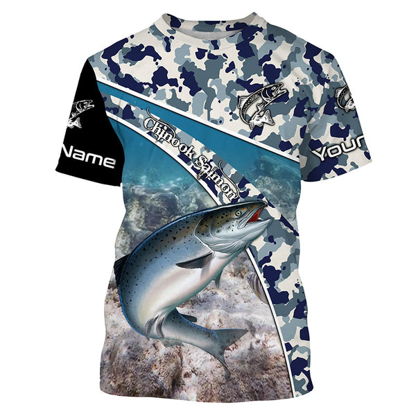 UPF 30+ Chinook Salmon Long Sleeve Fishing Shirt for Men and Women - UV Sun Protection TTS0578