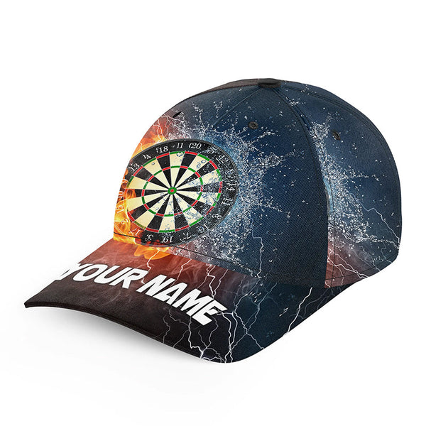 Water & Fire Darts Hat With Name Personalized Lightning Thunder Darts Hat Gifts For Dart Player LDT1270