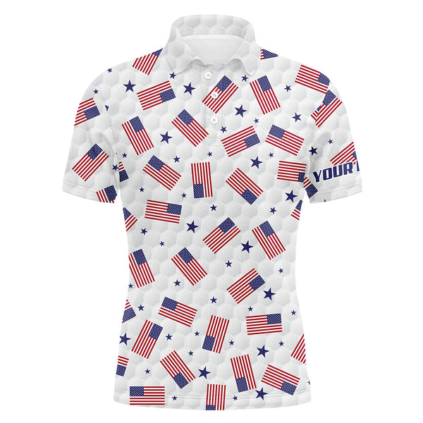 American Flag Golf Pattern Mens Polo Shirts Custom Patriotic Golf Shirts For Men Golf Gifts LDT0388