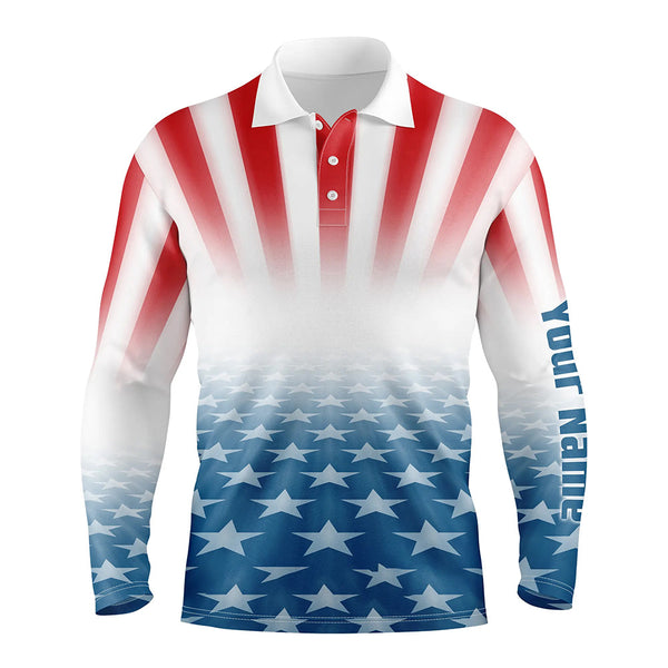 Gradient Us Flag Mens Golf Polo Shirts Custom Patriotic Golf Shirts For Men Golfing Gifts LDT1413