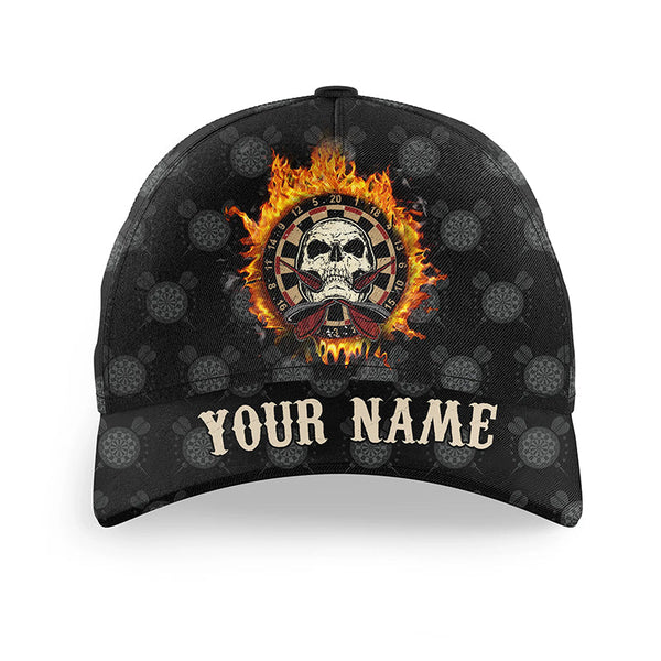 Personalized Darts Flame Skull Baseball Hats Custom Fire Crazy Darts Cap For Dart Players Darts Gift LDT1291