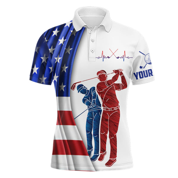 American Flag Mens Golf Polo Shirt Custom Patriotic Golf Shirts For Men Golfing Gifts LDT1424