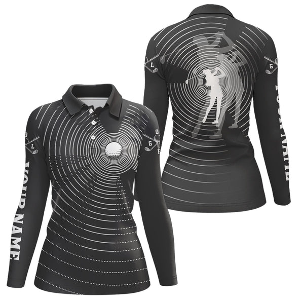 3D Effect Golf Ball And Golfer All Over Print Womens Polo Shirts, Best Golf Shirts For Women LDT0217
