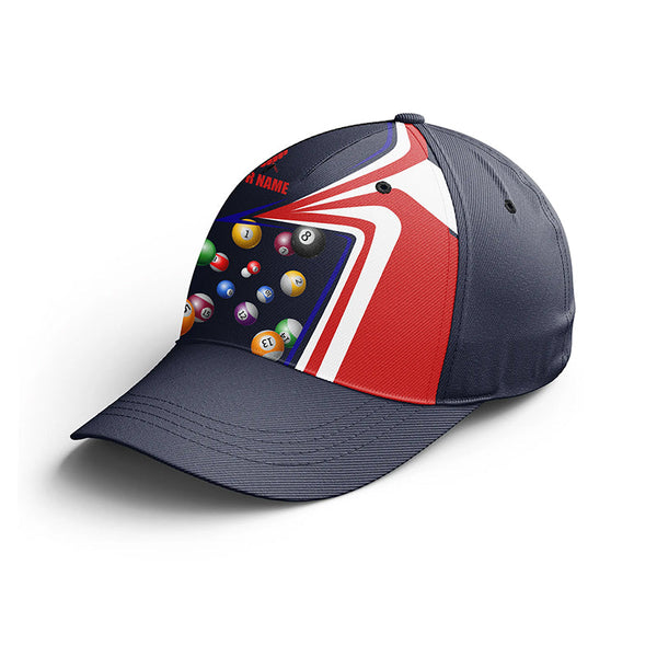 Custom Name US Flag Pool Balls Billiards Hat For Men And Women, Adjustable 8 Ball Billiards Hat Cap  VHM0412