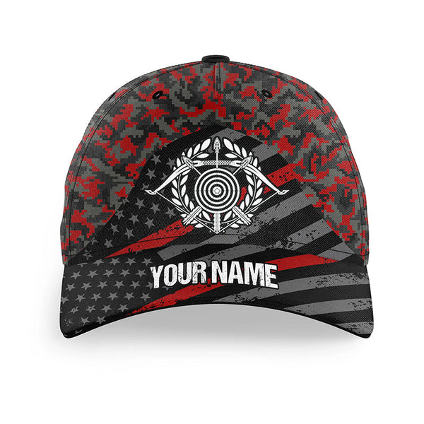 Personalized Red Retro US Flag Archery Hats For Players, Target Archery Hat Adjustable Archery Gifts VHM0805