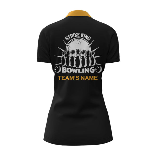 Custom Bowling Shirt for Women, Vintage Yellow&Black Bowling Quarter-Zip Bowling Team Ladies Girl NBZ166