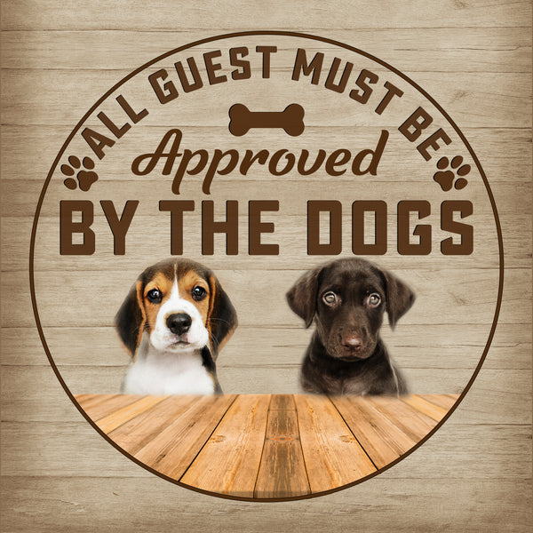 Personalized Dog Door Hanger| Approved By The Dogs - Wooden Welcome Sign Gift for Dog Lover, Dog Mom, Dog Dad| Dog Theme Decoration for Indoor Outdoor| JDH51