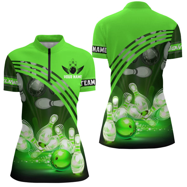 Custom Bowling Shirt for Women Bowling Jersey Bowling Team League Quarter-Zip Shirt QZT45