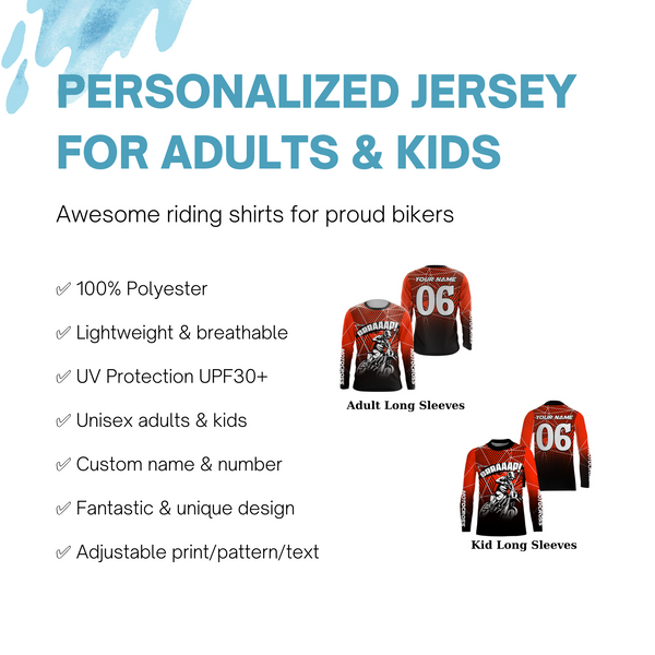 Personalized Motocross Jersey UPF30+ Brap Kid Adult MX Racing Off-road Dirt Bike Shirt NMS1198