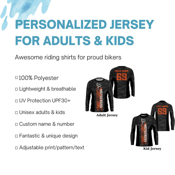 Camouflage Motocross Jersey Personalized Dirt Bike UPF30+ MX Racing Shirt Off-Road Motorcycle NMS1245