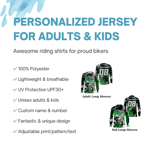 Extreme Motocross racing jersey UPF30+ personalized men women kid dirt bike long sleeves NMS1079