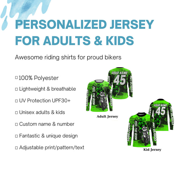 Feel The Berm Custom Motocross Jersey UPF30+ Kid Adult Dirt Bike Off-road Racing Long Sleeves NMS1234