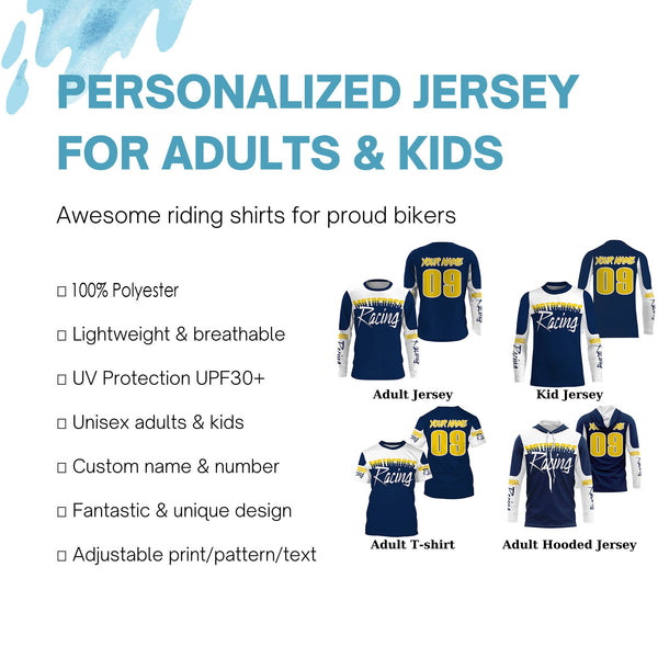 Motocross racing custom jersey UPF30+ men women kids dirt bike offroading motorcycle rider outfits NMS1009