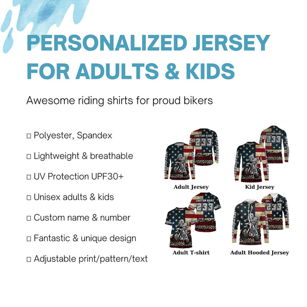 American Flag custom skull Motocross jersey UV Patriotic dirt bike racing motorcycle racewear| NMS920