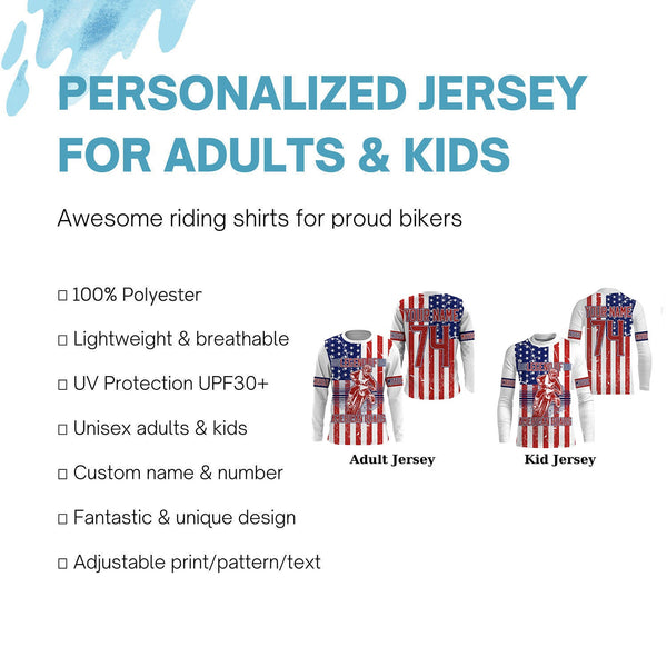 American Motocross Jersey Personalized UPF30+ Legend of Roads Dirt Bike MX Racing Patiotic NMS1168