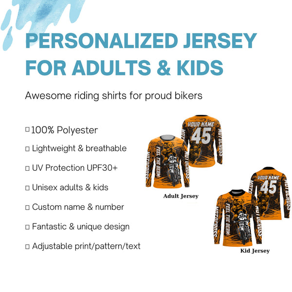 Feel The Berm Custom Motocross Jersey UPF30+ Kid Adult Dirt Bike Off-road Racing Long Sleeves NMS1235