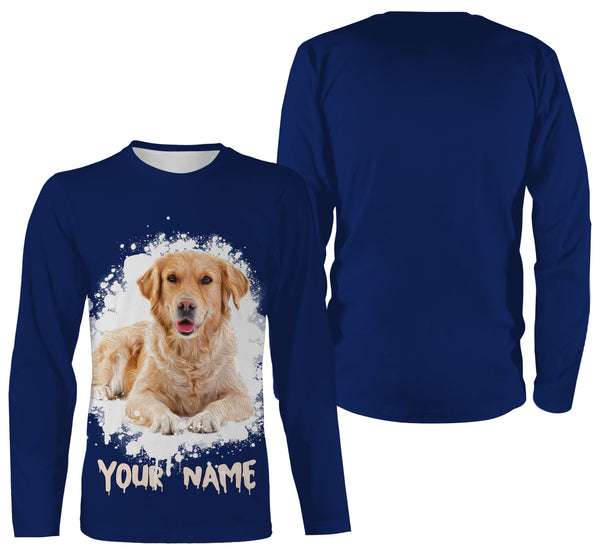 Yellow Labrador Retriever Hoodie Long Sleeve| Custom Name 3D Watercolor Labrador Shirt Lab Mom Lab Dad| JTSD307