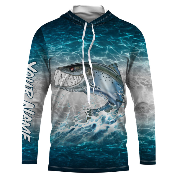 Salmon fishing water camo custom name with funny Salmon ChipteeAmz's art UV protection shirts AT028