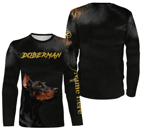 Cool Doberman Dog Unisex Hoodie Long Sleeve| Custom Name Doberman Shirt for Him Her| JTSD273